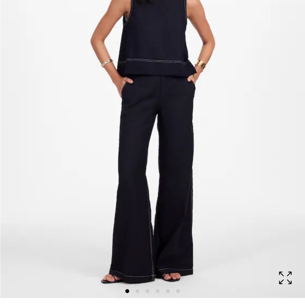 NWT madewell black 100% linen wide leg pants size 2